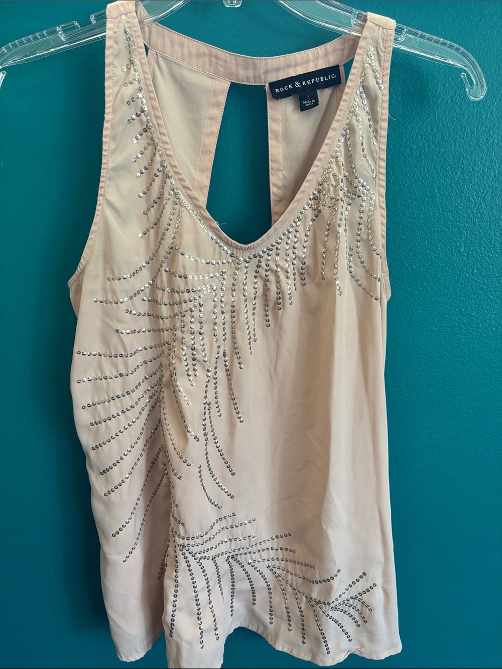 Rock & Republic Blush Pink Studded V-Neck Camisole